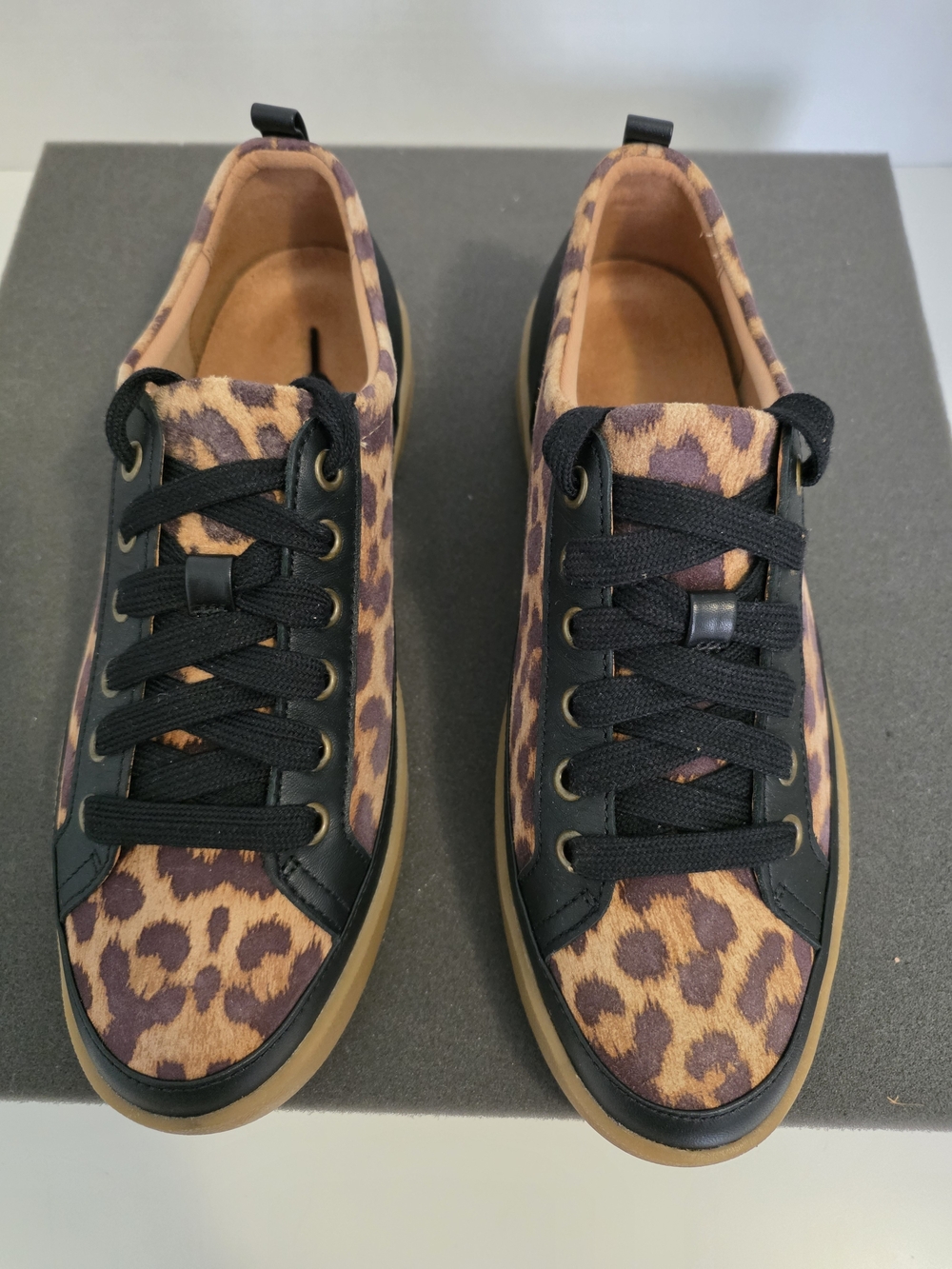 Leopard Print Platform Sneakers - Women's Casual Fashion - Picture 3 of 9